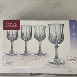 Set of 4 Cristal d'Arques Longchamp Crystal Stemmed Wineglass Set